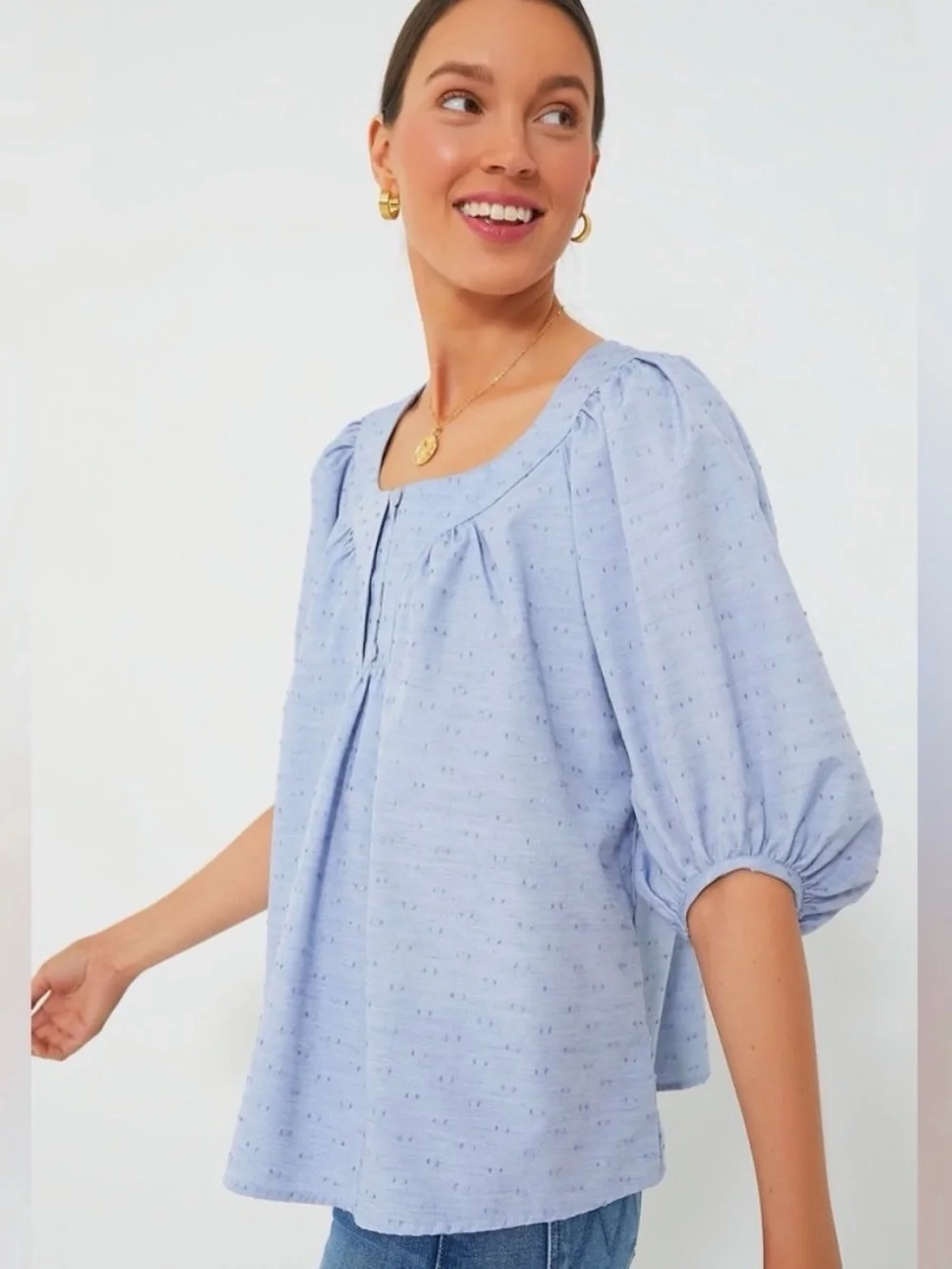 Tuckernuck Pomander Place Chambray Inara Blouse Size Small